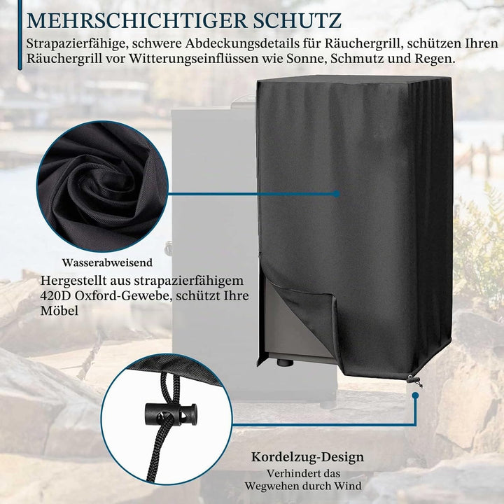 Räucherofen Abdeckhaube Schutzhülle, Smoker Abdeckung Wetterfest, Smoker Abdeckung Mit Schornstein,
