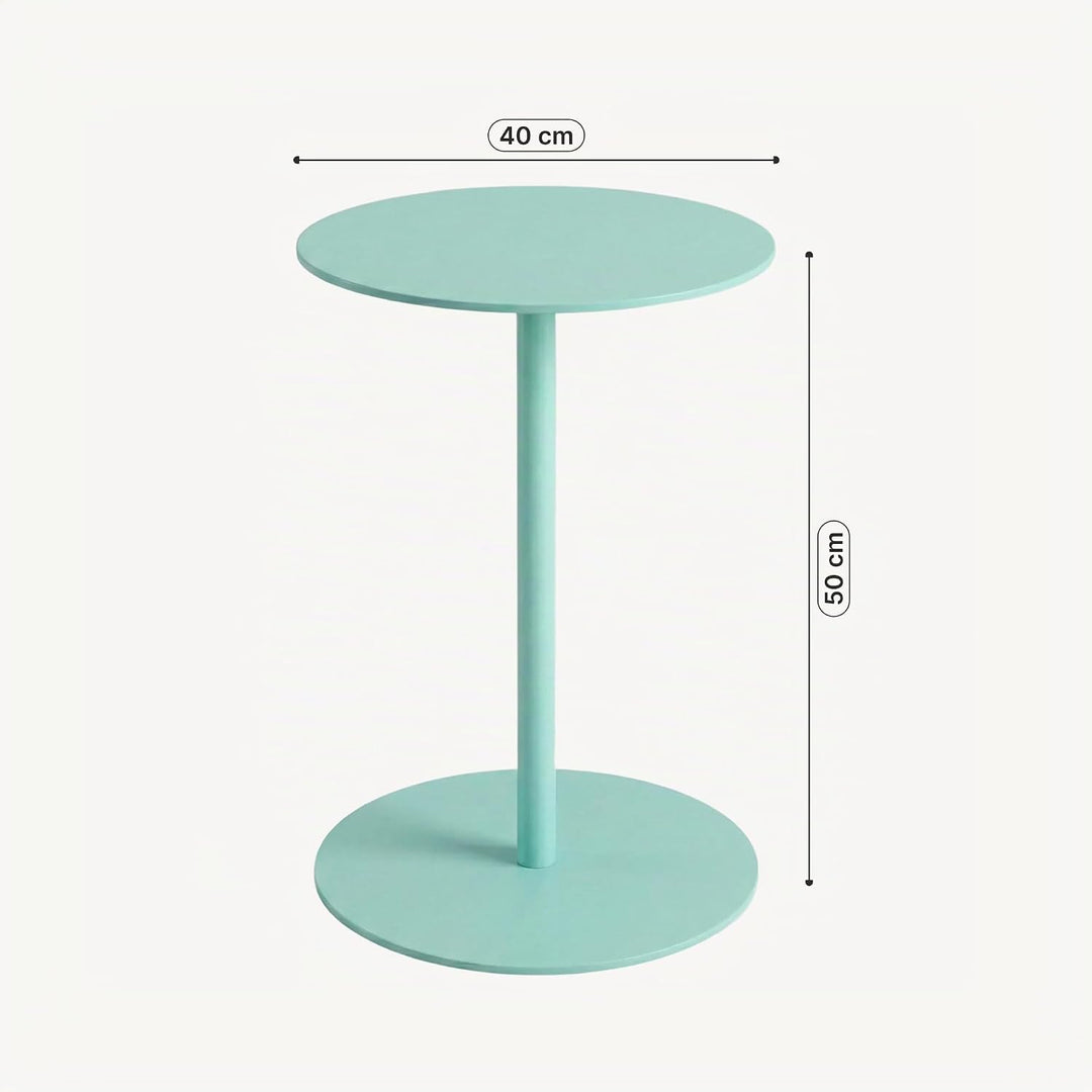 [en.casa] Beistelltisch Nastätten Gartentisch Couchtisch mit Metallgestell rund Sofatisch modernes D
