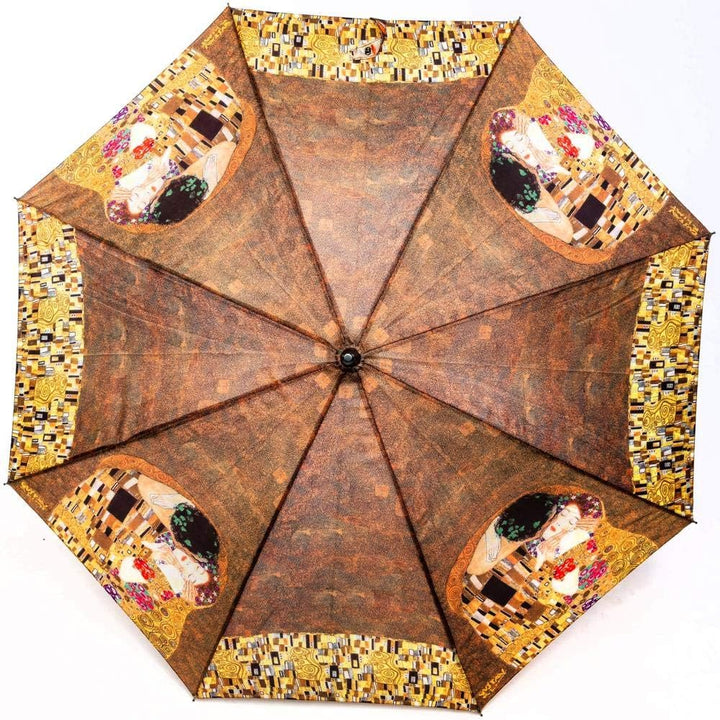 LUCKYWEATHER Regenschirm Stockschirm Damen Motiv Klimt The Kiss I Stockregenschirm gross und stabil