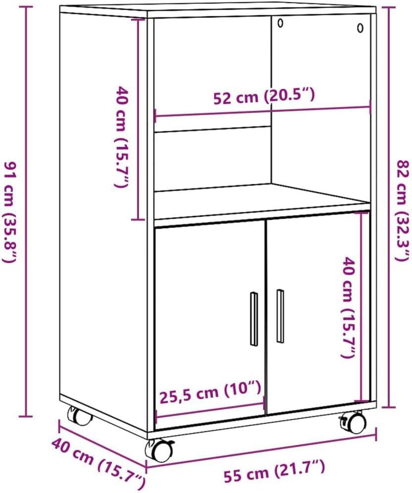 vidaXL Rollschrank, Büroschrank mit Stauraum, Aktenschrank für Wohnzimmer Büro, Bürocontainer Schran