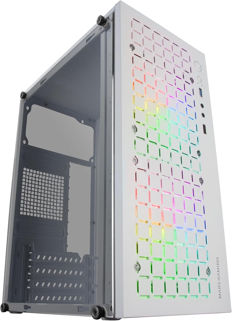 Mars Gaming MC-CORE, Gehäuse PC Micro-ATX Ultra-Kompakt, Metall-Mesh Front Design, 2x 120mm FRGB Lüf