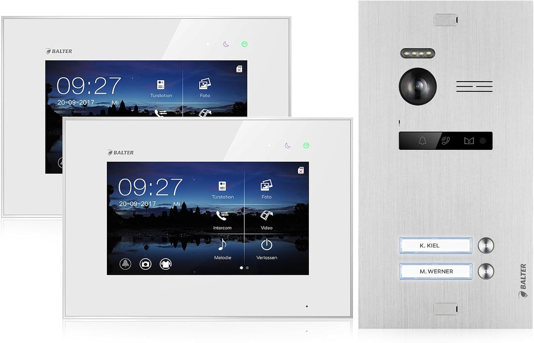 Balter EVO Video Türsprechanlage ✓ Touchscreen 7 Zoll Monitor ✓ Türstation für 2 Familienhaus Türkli
