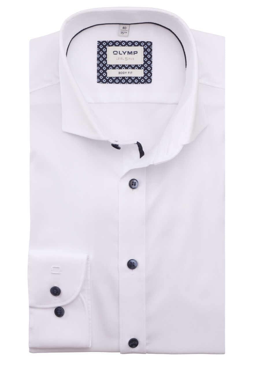 OLYMP Level Five Body fit Hemd Langarm Stretch Twill weiss 40 Weiss, 40 Weiss