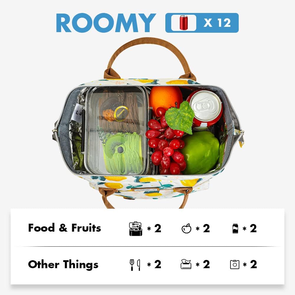 Lekesky Kühltasche Damen Lunchtasche Isolierte für Frauen Auslaufsichere Weit Geöffnete Lunchbox, 11