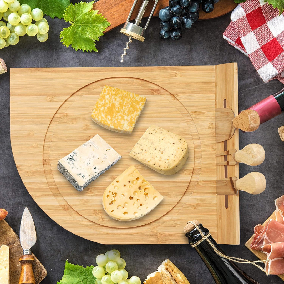 Relaxdays Käseglocke mit Bambus Käsebrett, Parmesanbrecher, Käsemesser, Käsegabel, magnetische Käsea