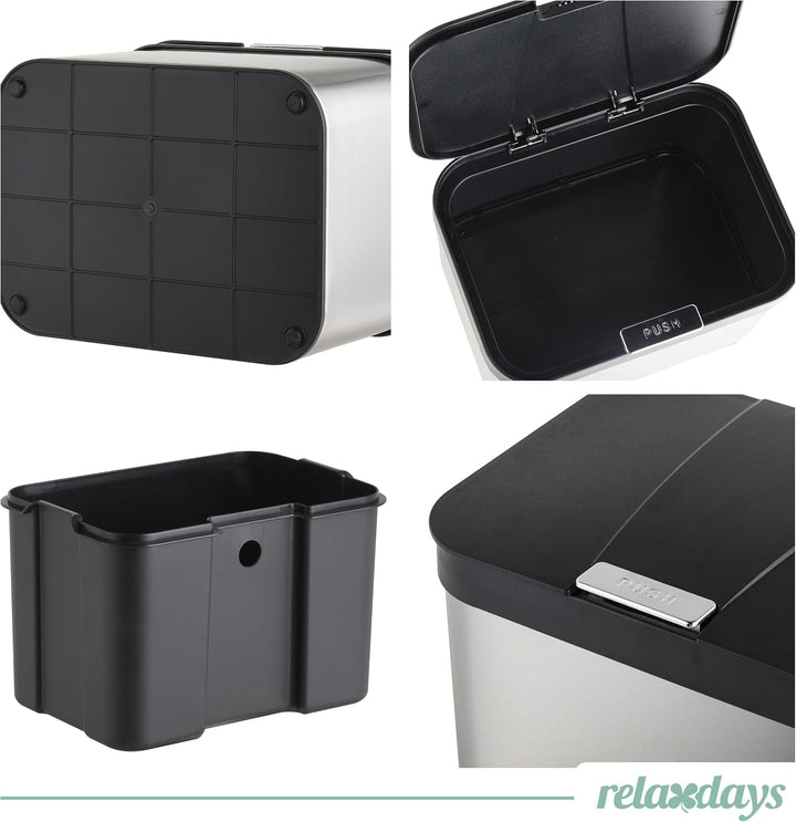 Relaxdays Biomülleimer Arbeitsplatte, 4,5 L, silber/schwarz | Komposteimer geruchsdicht, Inneneimer