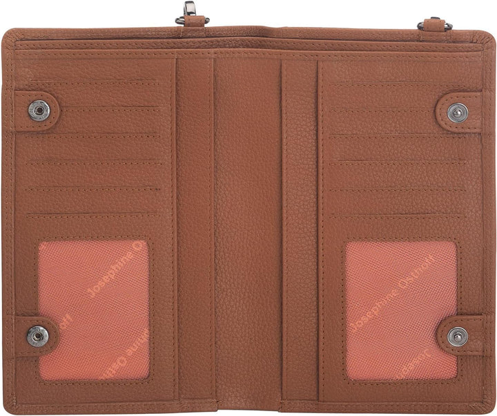 Josephine Osthoff Handy Umhängetasche mit Geldbörse, handgemacht aus 100% Echtleder, Clutch für Dame