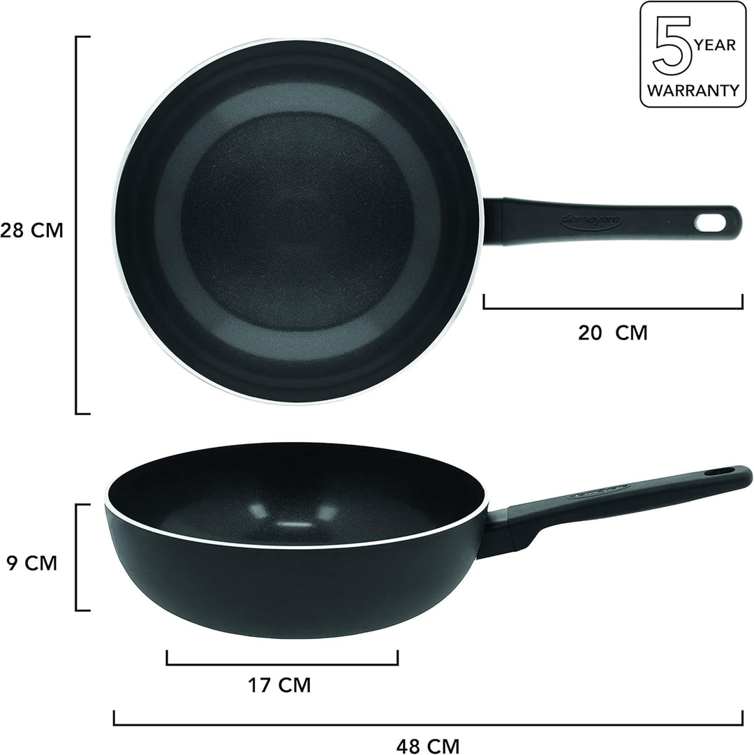demeyere Alu Classico 3 Ceraforce® Wok fuer Induktion und alle anderen Herdarten, Wokpfanne mit kera