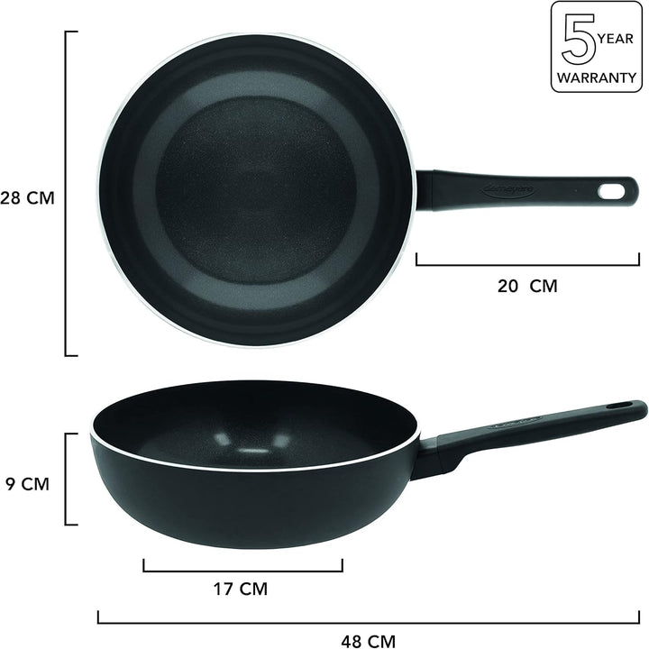 demeyere Alu Classico 3 Ceraforce® Wok fuer Induktion und alle anderen Herdarten, Wokpfanne mit kera