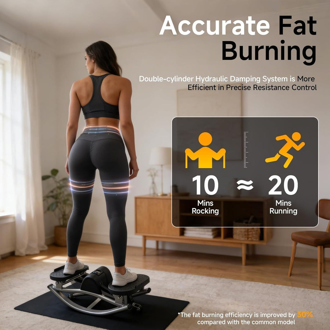 Lateral Rocking Fitness Stepper, Side-to-Side Rock Stepper mit Digitalem Monitor und Widerstandsbänd