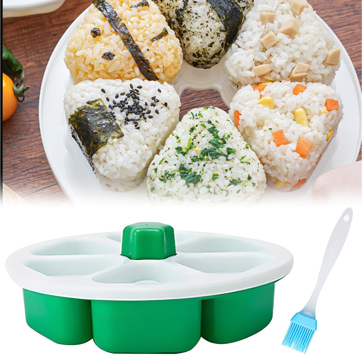 Nizirioo Dreieckig Sushi Set Onigiri Maker Antihaft Onigiri Form Sushi Werkzeuge mit Ölpinsel, 6 in