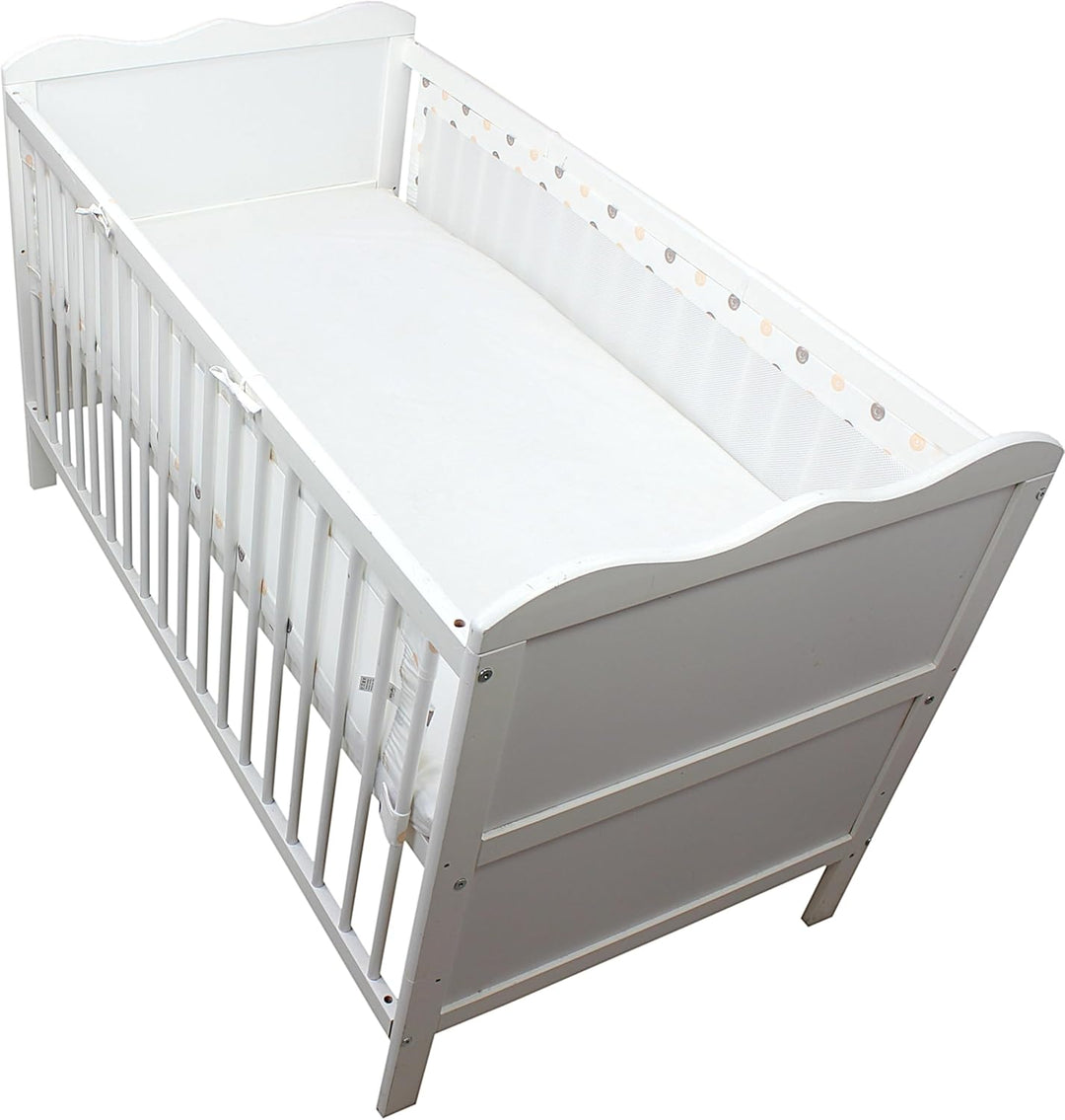 TupTam Bettumrandung Babybett 3D Mesh Nestchen – Gitterstäbe Schutz Netz 2er, Farbe: Punkte Pastell,