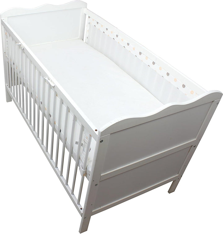 TupTam Bettumrandung Babybett 3D Mesh Nestchen – Gitterstäbe Schutz Netz 2er, Farbe: Punkte Pastell,