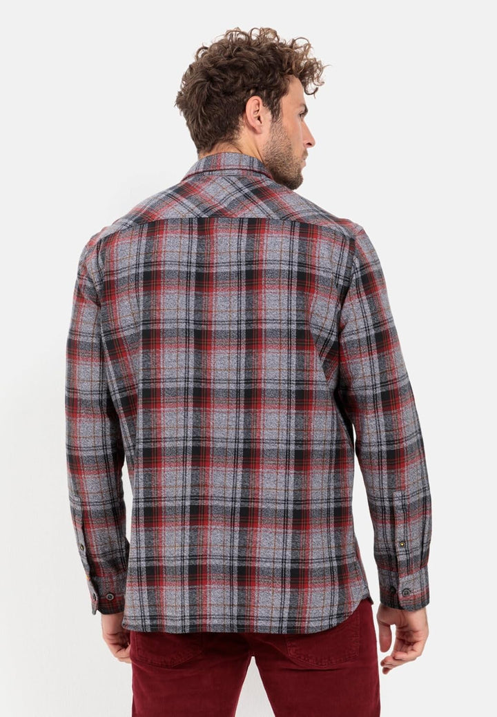 camel active Herren Flanell Karohemd aus Reiner Baumwolle M Asphalt, M Asphalt