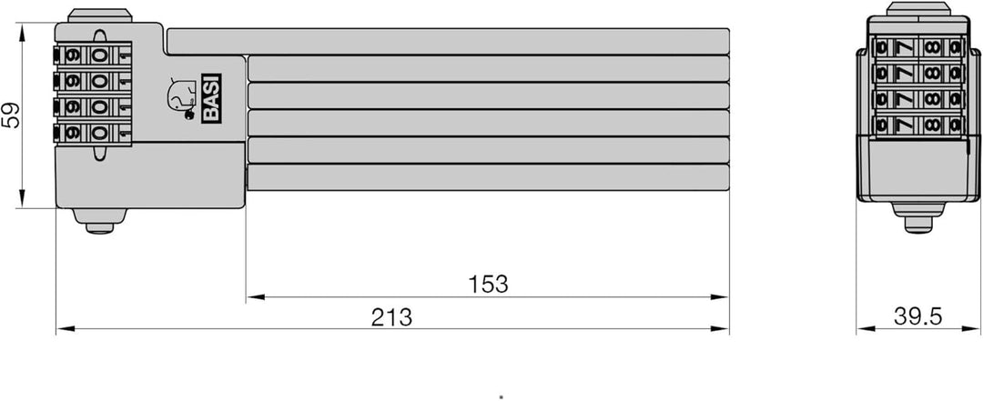 BASI | Faltschoss mit Zahlencode 4-stellig inkl. Halterung | 6 Gelenke aus gehärtetem Stahl | Länge