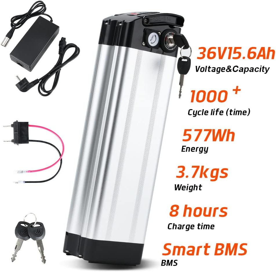 SEASON E-Bike Pedelec Akku Silverfish 36V 15.6Ah 577Wh, passend für 36V 250W/350W/500W Motoren, für