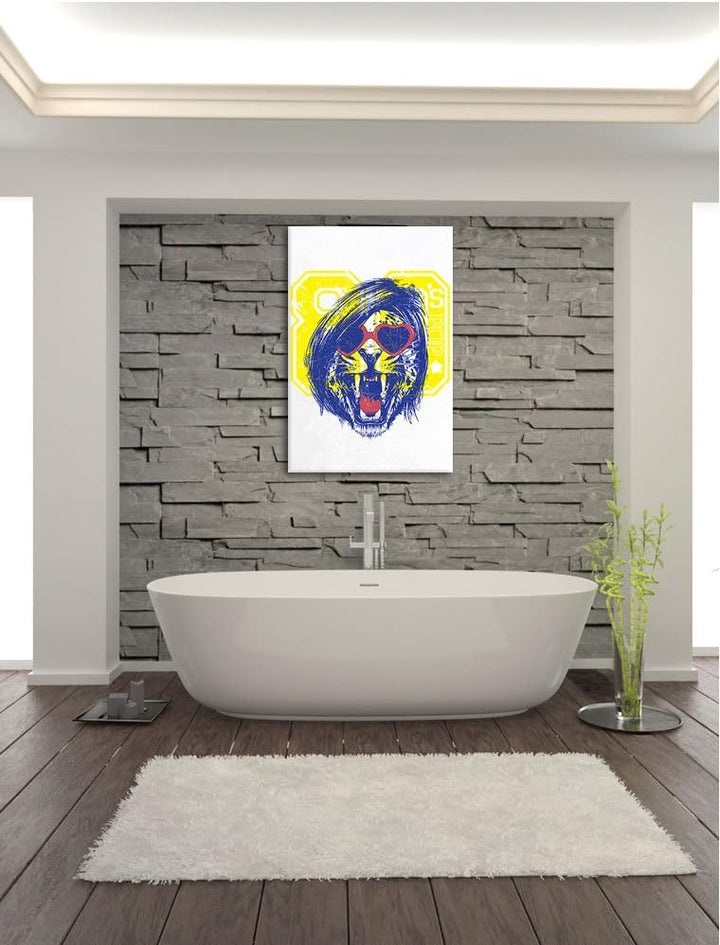 Pixxprint 80s pop White Bild auf Leinwand, XXL riesige Bilder fertig gerahmt mit Keilrahmen, Kunstdr