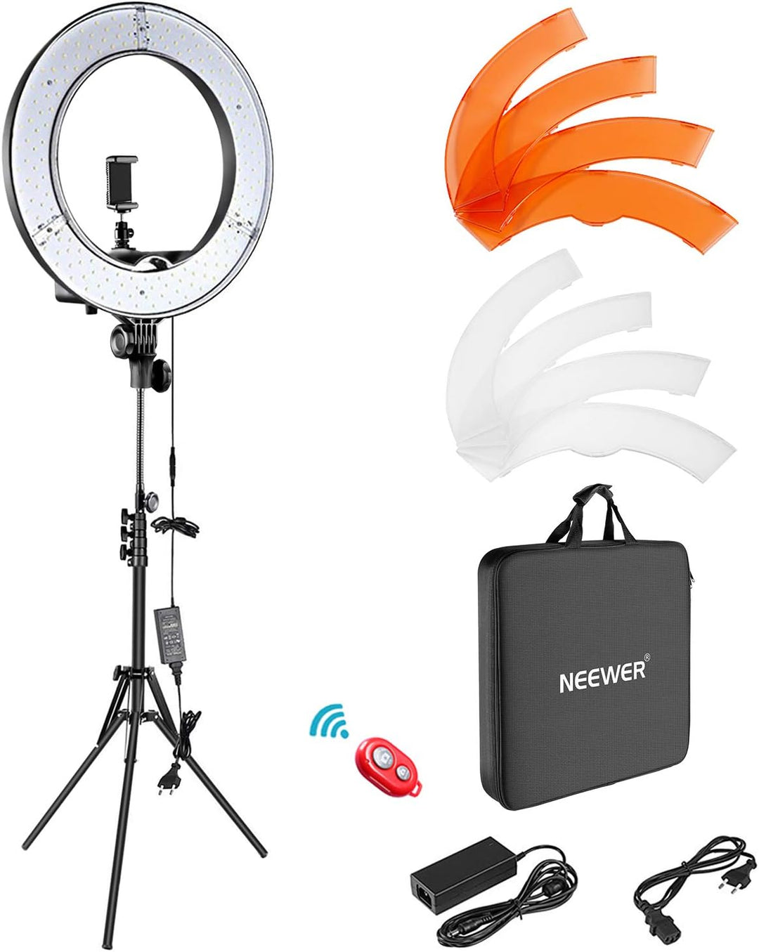 Neewer Kamera Foto Video Ringlicht Kit: 18 Zoll/48 Zentimeter Aussen 52W 5500K dimmbare LED Ringlich