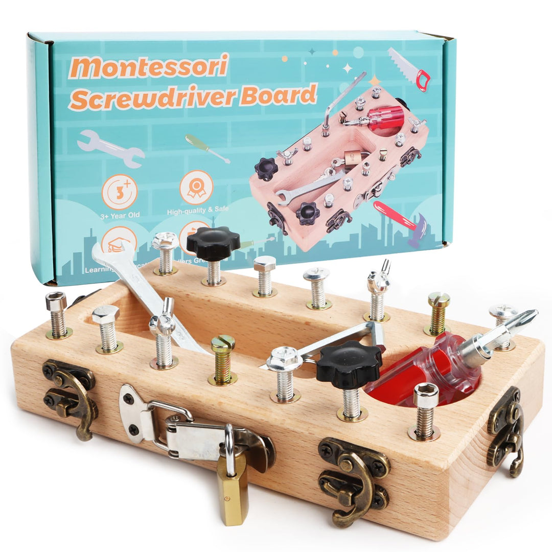 Montessori Schraubendreher Board Set, Montessori Spielzeug für 3 4 5 Jahre alt, Kinder Holz Spielzeu