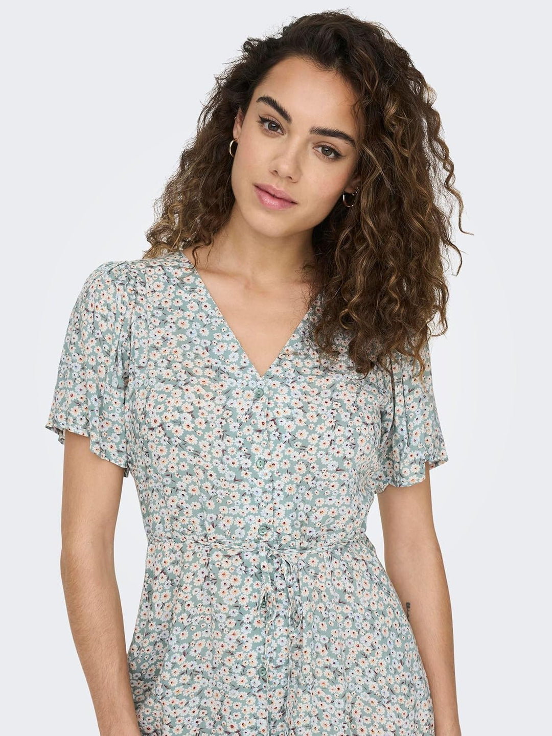 ONLY Female Kleid ONLEVIDA Kurzes Kleid XS Gray Mist/Aop:flower, XS Gray Mist/Aop:flower