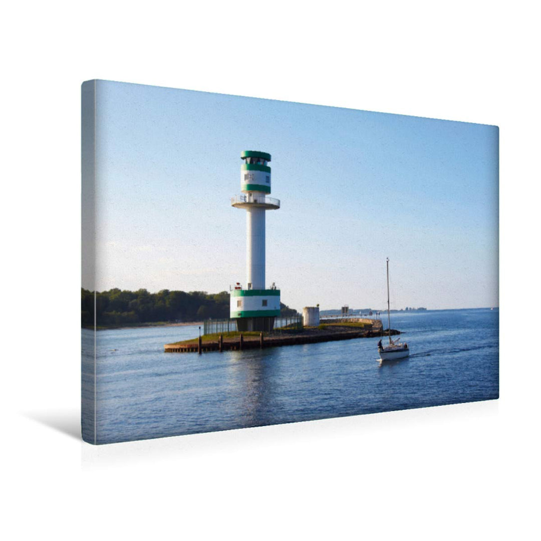 Premium Textil-Leinwand 45 x 30 cm Quer-Format Leuchtturm Kiel-Friedrichsort | Wandbild, HD-Bild auf