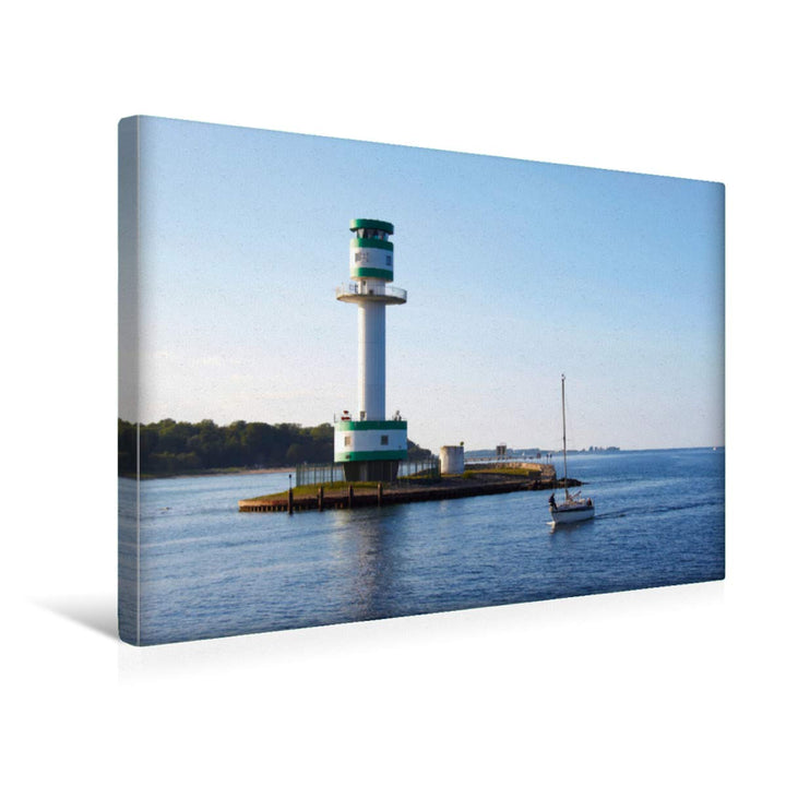 Premium Textil-Leinwand 45 x 30 cm Quer-Format Leuchtturm Kiel-Friedrichsort | Wandbild, HD-Bild auf
