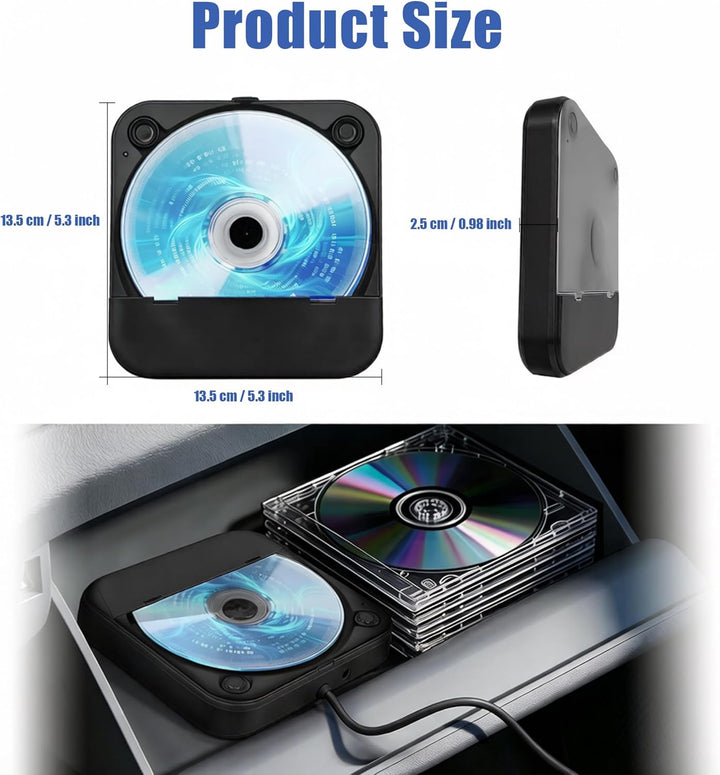 CD Player für Auto mit Silikon Anti-Schock CD Player Auto mit USB-Verlängerungskabel Auto CD Player