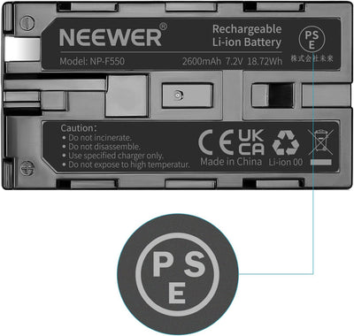 NEEWER®(2Pack)2600mAh Sony NP F550/570/530 Ersatzakku für Sony HandyCams,NEEWER Nanguang CN160,CN216