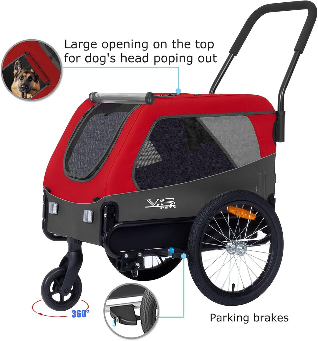 Tiggo VS Medium Hundeanhänger &amp; Buggy 2in1 Fahrradanhänger Hundebuggy Jogger für Hunden bis 23kg Rot
