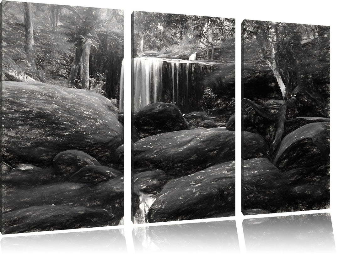 Pixxprint Regenwald in Thailand / 3-Teilig/Gesamtmass 120cm Leinwandbild bespannt auf Holzrahmen/Wan