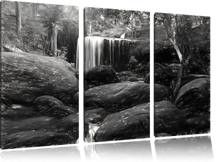 Pixxprint Regenwald in Thailand / 3-Teilig/Gesamtmass 120cm Leinwandbild bespannt auf Holzrahmen/Wan