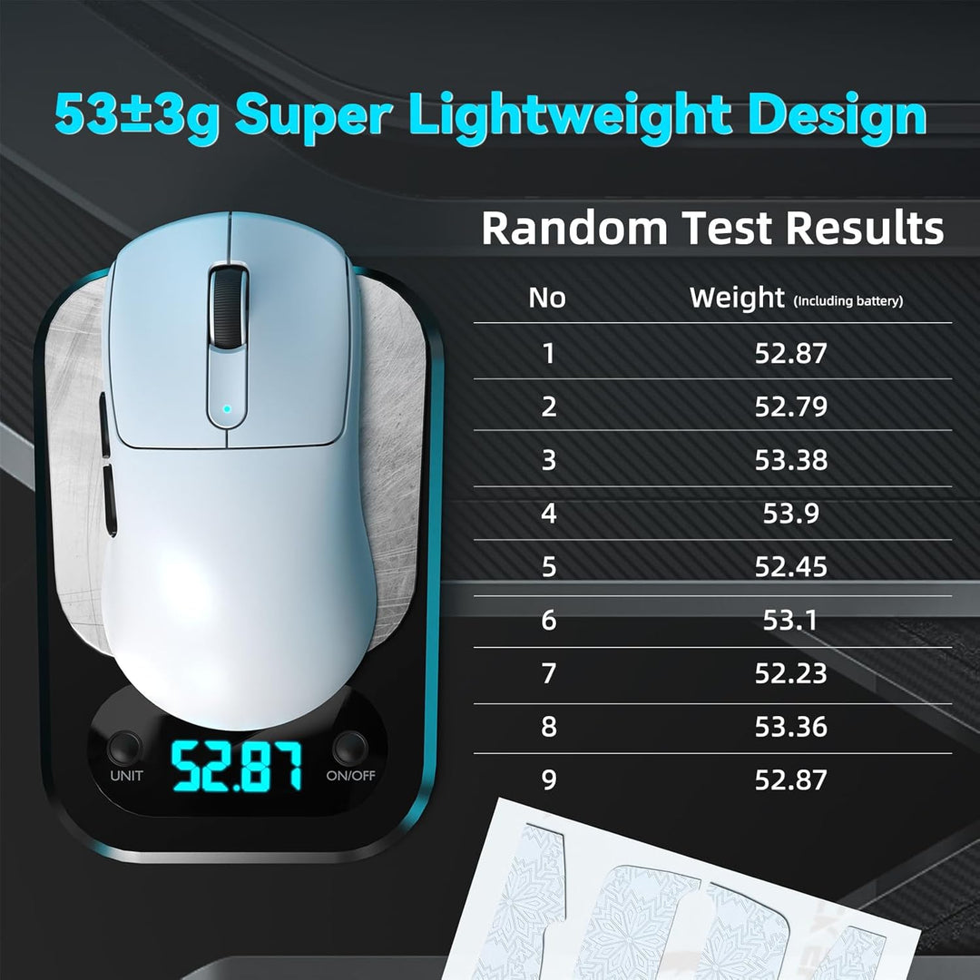ATTACK SHARK V5 Kabellose Gaming Maus 53g, 20000 FPS, Optische Schalter, PAW3950MAX 42K DPI Sensor,