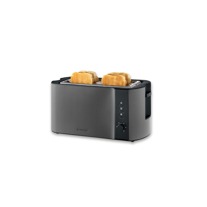 Severin Automatik-Langschlitztoaster, Toaster mit Brötchenaufsatz, hochwertiger Edelstahl Toaster mi