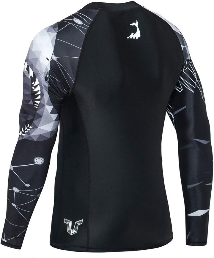 HUGE SPORTS Wildes Tier Rashguard Sonnenschutz Schnelltrocknend Kompression Schwimmshirt L Hai, L Ha