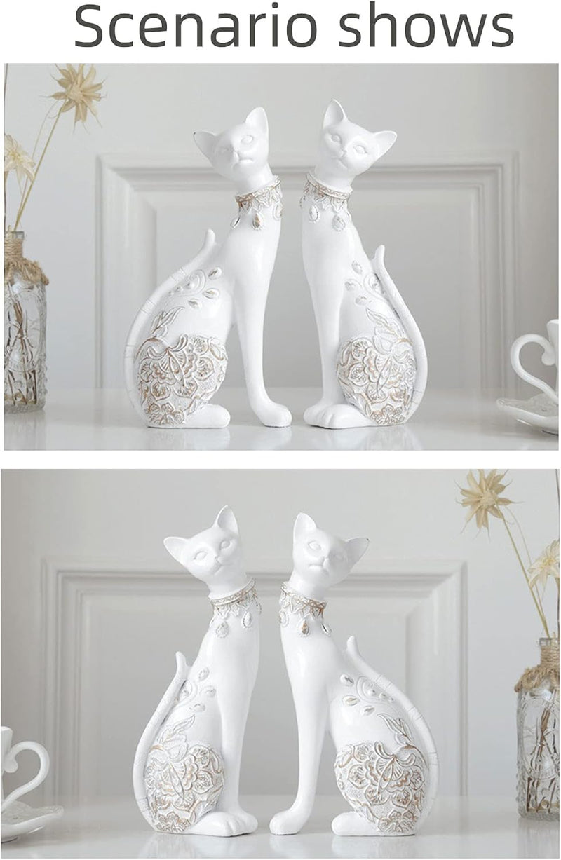2 Stück/Set Katzenstatuen Heimdekoration Katzenfiguren Paar-Katzenstatuen für Heimdekoration, geeign