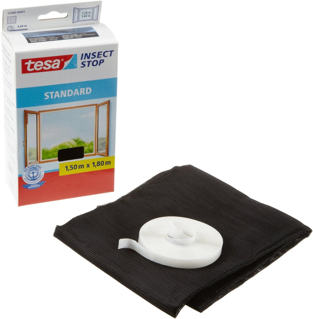 Tesa Fliegengitter für Standard-Fenster, weiss, leicht, 1,5 m x 1,8 m