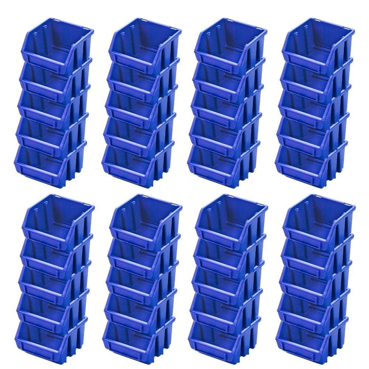 PROREGAL SuperSparSet 40x Sichtlagerbox 1 | HxBxT 7,5x11,6x11,2cm | Blau | Sichtlagerbehälter Sichtl