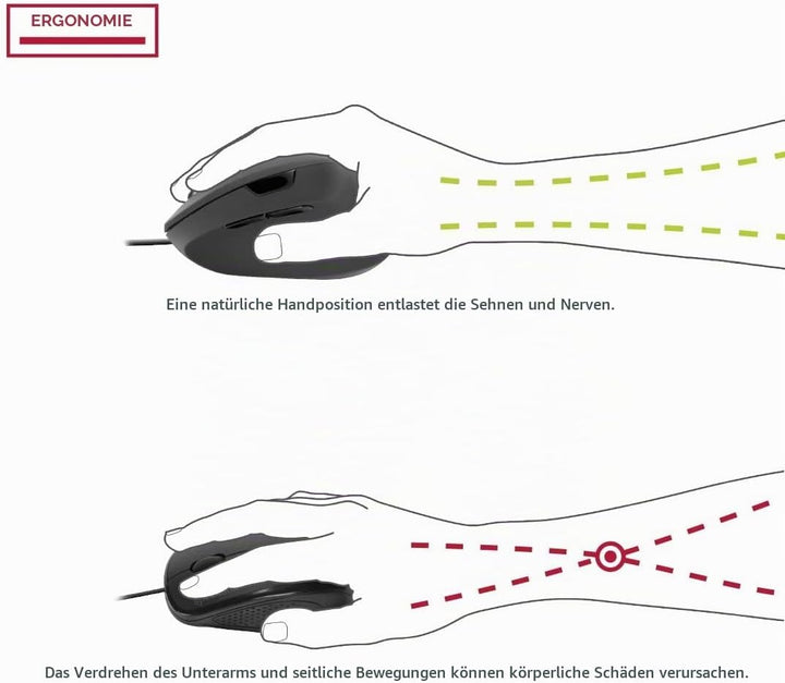 Speedlink PIAVO Ergonomic Vertical Mouse – ergonomische vertikale Maus kabelgebunden, einstellbar bi
