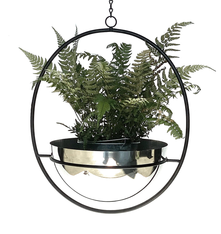 DanDiBo Blumenampel Innen Metall Wand Hängepflanzen 78 cm 96087 L mit Topf Silber Pflanzenhänger Blu