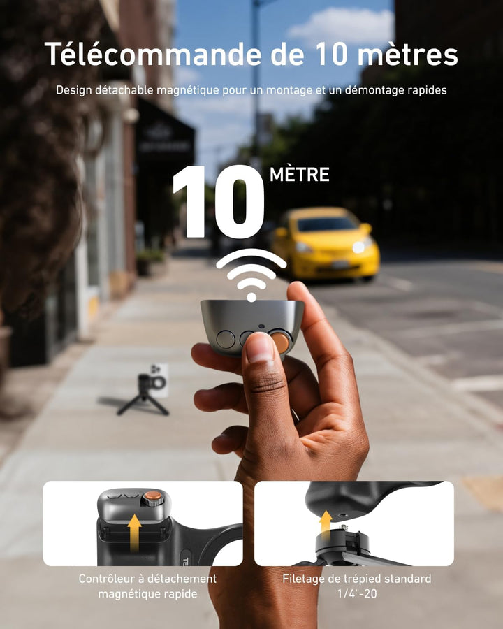 TELESIN Fun Shot Smartphone Handle Grip, Magnetic Smartphone Grip mit Abnehmbarer Bluetooth-Fernbedi