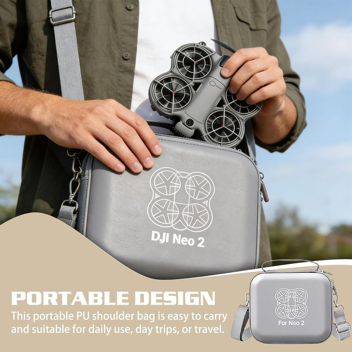 Neo 2 Tasche, Tragbare PU-Umhängetasche und Handtasche für DJI Neo 2 Drohne und Akku-Zubehör, mit do