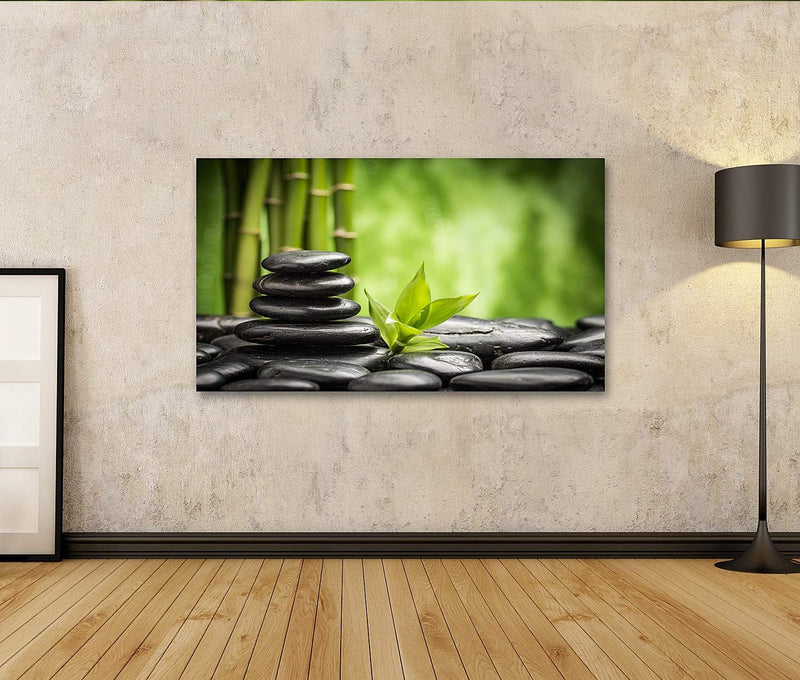 islandburner Bild auf Leinwand Zen Basaltsteinen Und Bilder Wandbilder Poster Leinwand 100x57cm, Lei