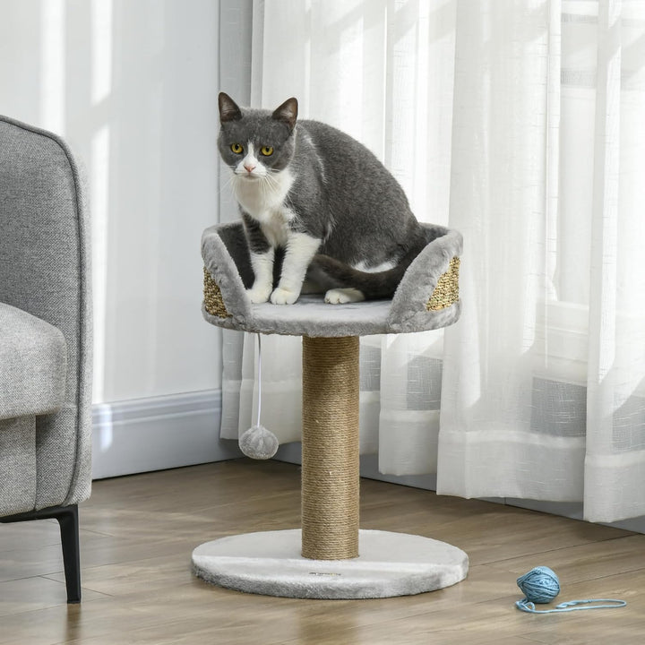 PawHut Kratzbaum 49 cm Kleiner Katzenturm mit Spielball, Sisalstämme, Plattform, Katzenkratzbaum, Kl