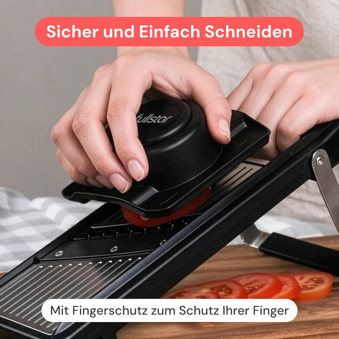 Fullstar 2-in-1 Mandoline Edelstahl Gemüsehobel - Verstellbarer Dünnschneider 1-4 mm - Mandoline mit