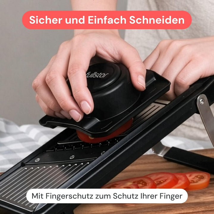 Fullstar 2-in-1 Mandoline Edelstahl Gemüsehobel - Verstellbarer Dünnschneider 1-4 mm - Mandoline mit