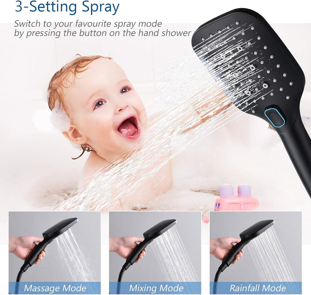 Duscharmatur Set,Wandmontage Brausebatterie mit Handbrause, Schwarz mischbatterie für dusche,Aufputz