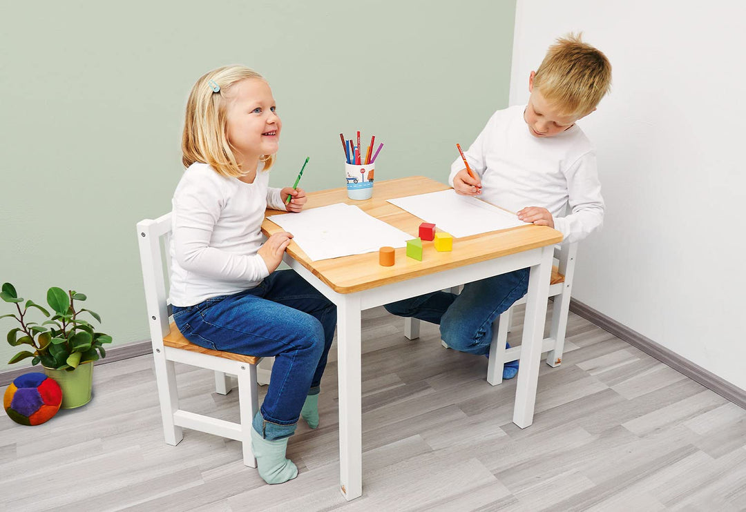 PINOLINO Kindertisch Fenna, aus massivem Holz, Tischhöhe 51 cm, für Kinder von 2 – 7 Jahren, weiss u
