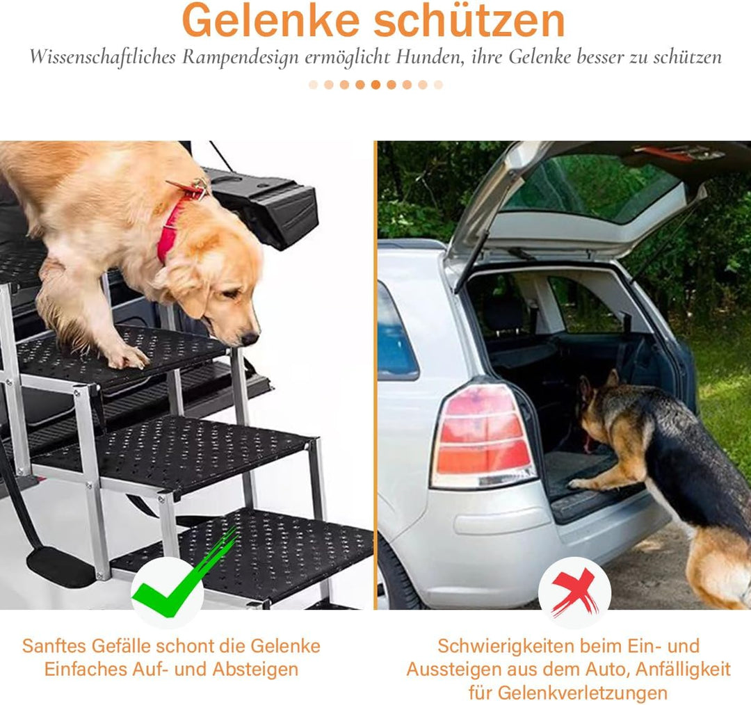 Hundetreppe Auto, 6-stufige Hundetreppe Grosse Hunde bis 70kg, Ideal für Grosse Hunde & ältere Tiere