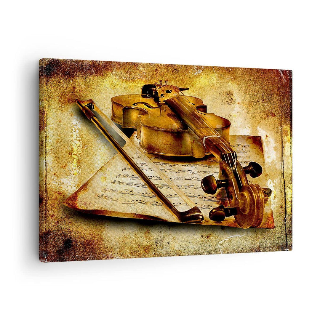 Bilder auf Leinwand Violine Instrument Notizen Leinwandbild 70x50cm Wandbilder Dekoration Wohnzimmer