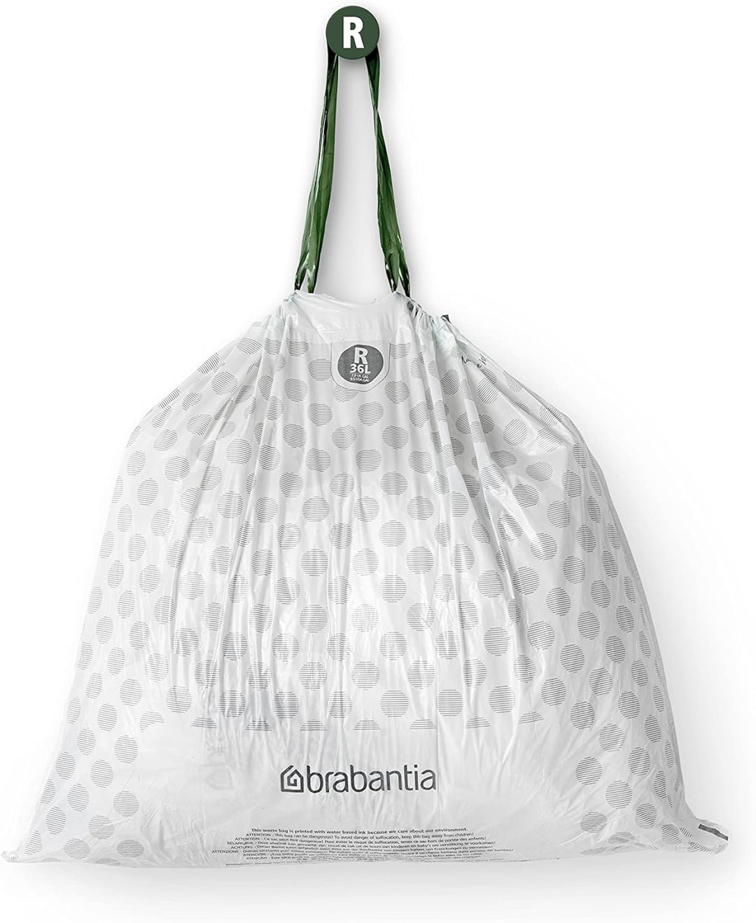 Brabantia Müllbeutel PerfectFit Multipack (Code R / 36L) Extra Starke Müllsäcke mit Zugband, 6 rolle